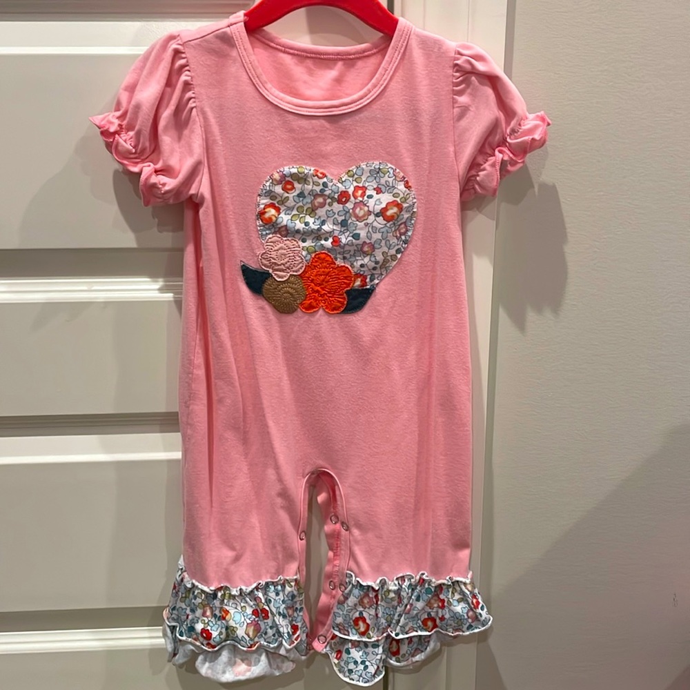 Girls heart appliqué onsie